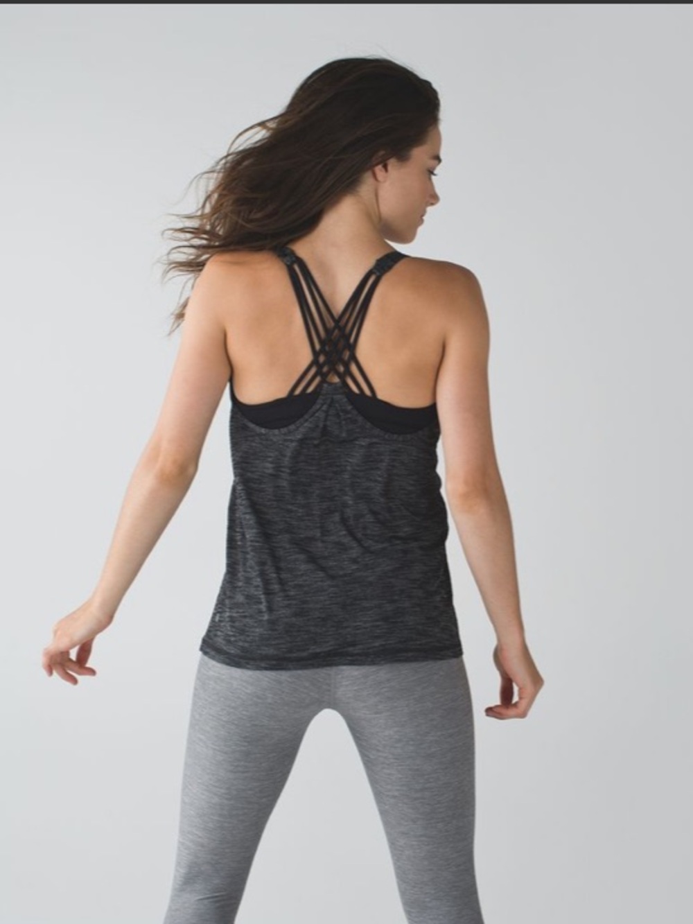 VTG lululemon sz 8 Sunset Salutation Tank Heathered Black strappy bra top